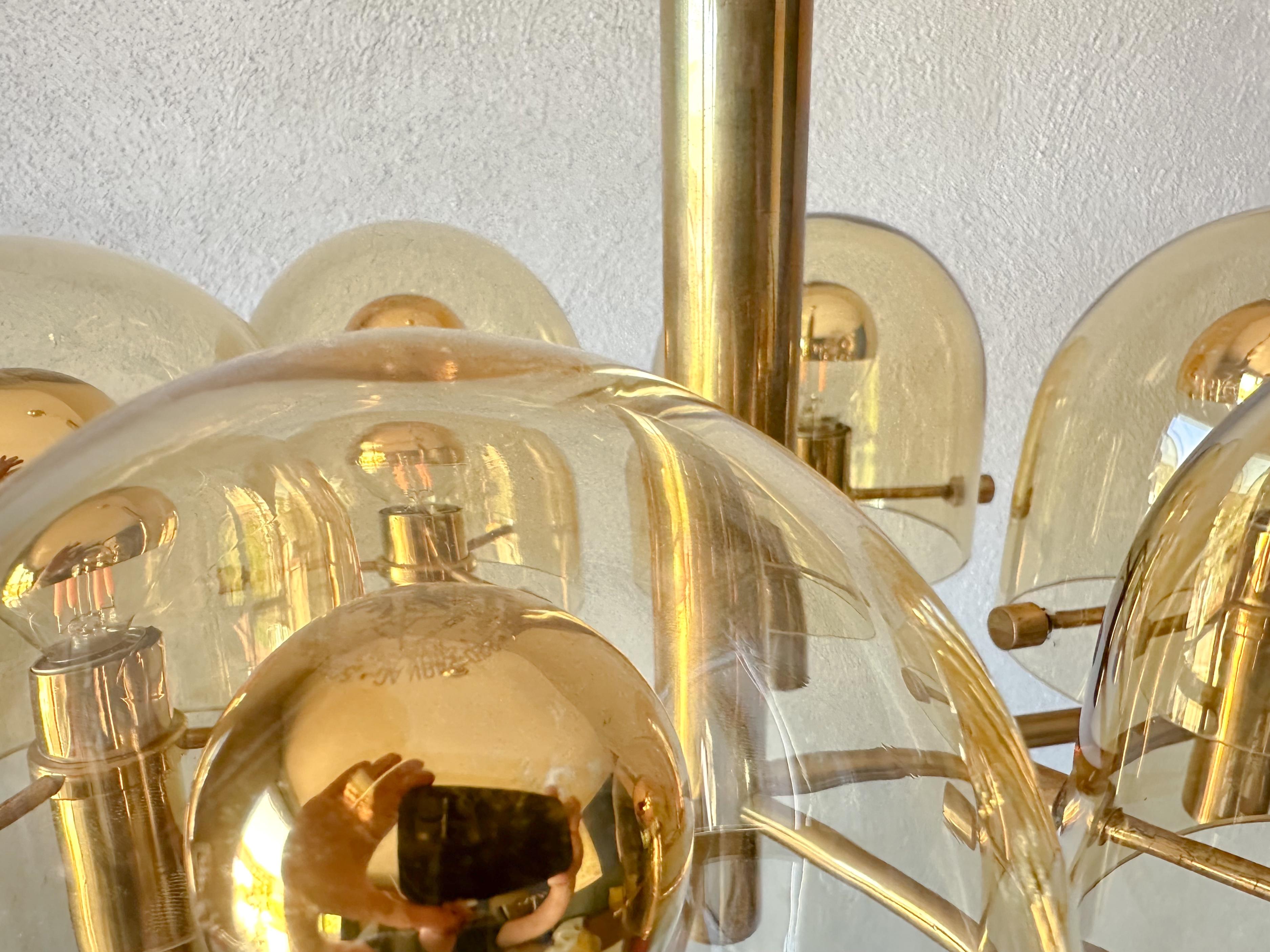 Vintage Pendant Lamp in Amber Glass, 1970s
