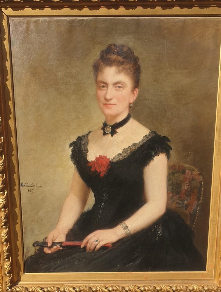 lady in black dress painting Seated Woman Lady in black dress by
