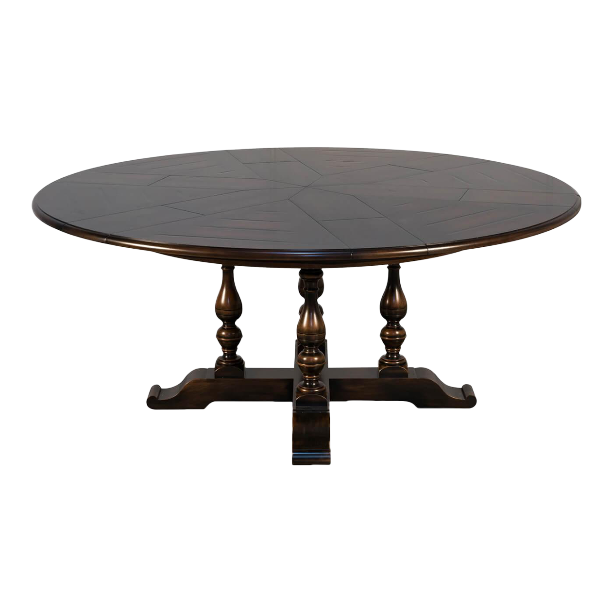 English Style Round Extension Dining Table in Ebony Finish Chairish