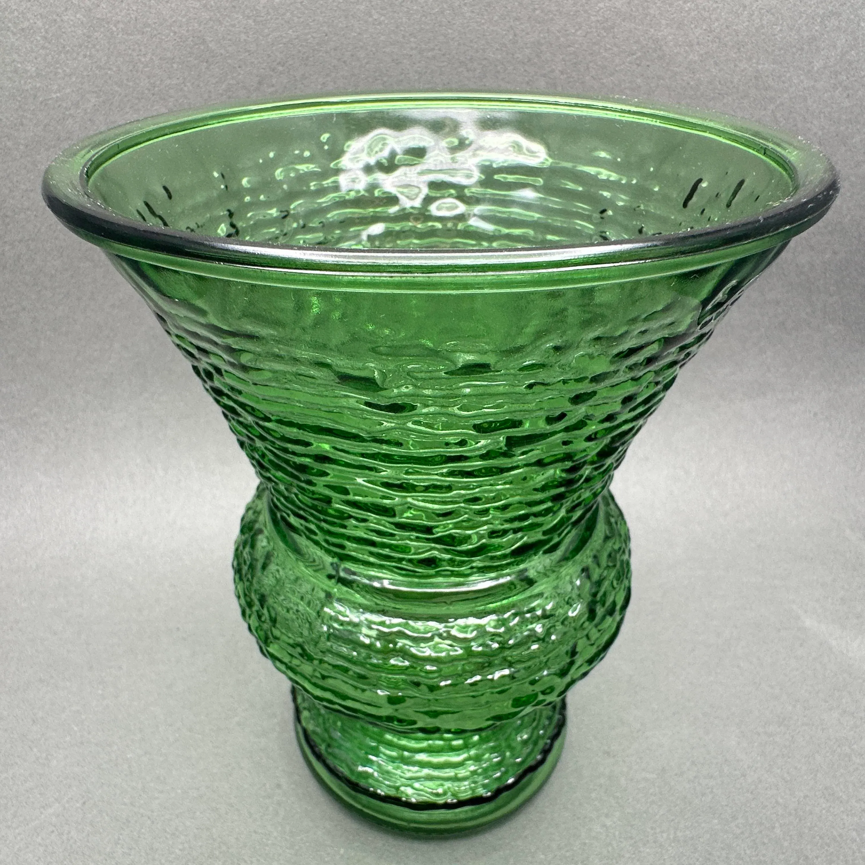 Vintage Namco Textured Ribbed Green Glass Vase C. 1960’s