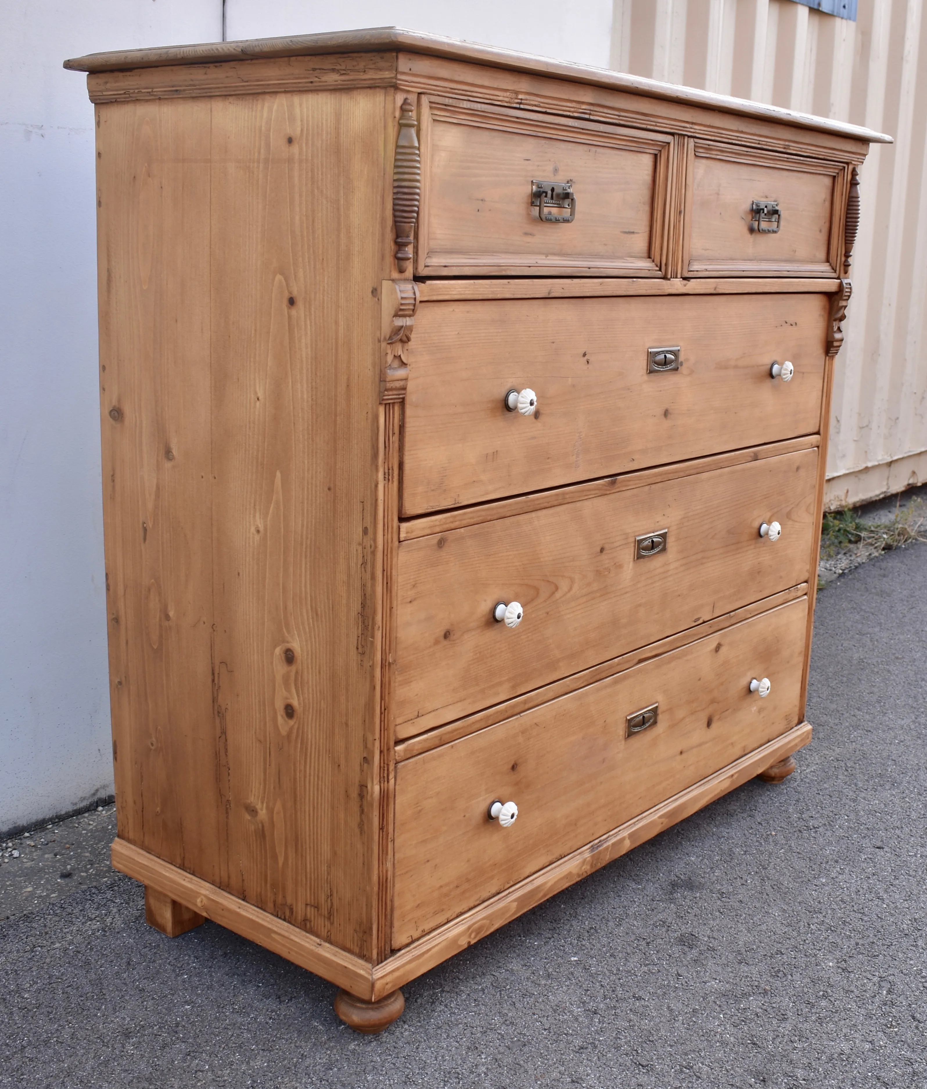 Pine Chest of Five Drawers, Hungary, Circa 1880