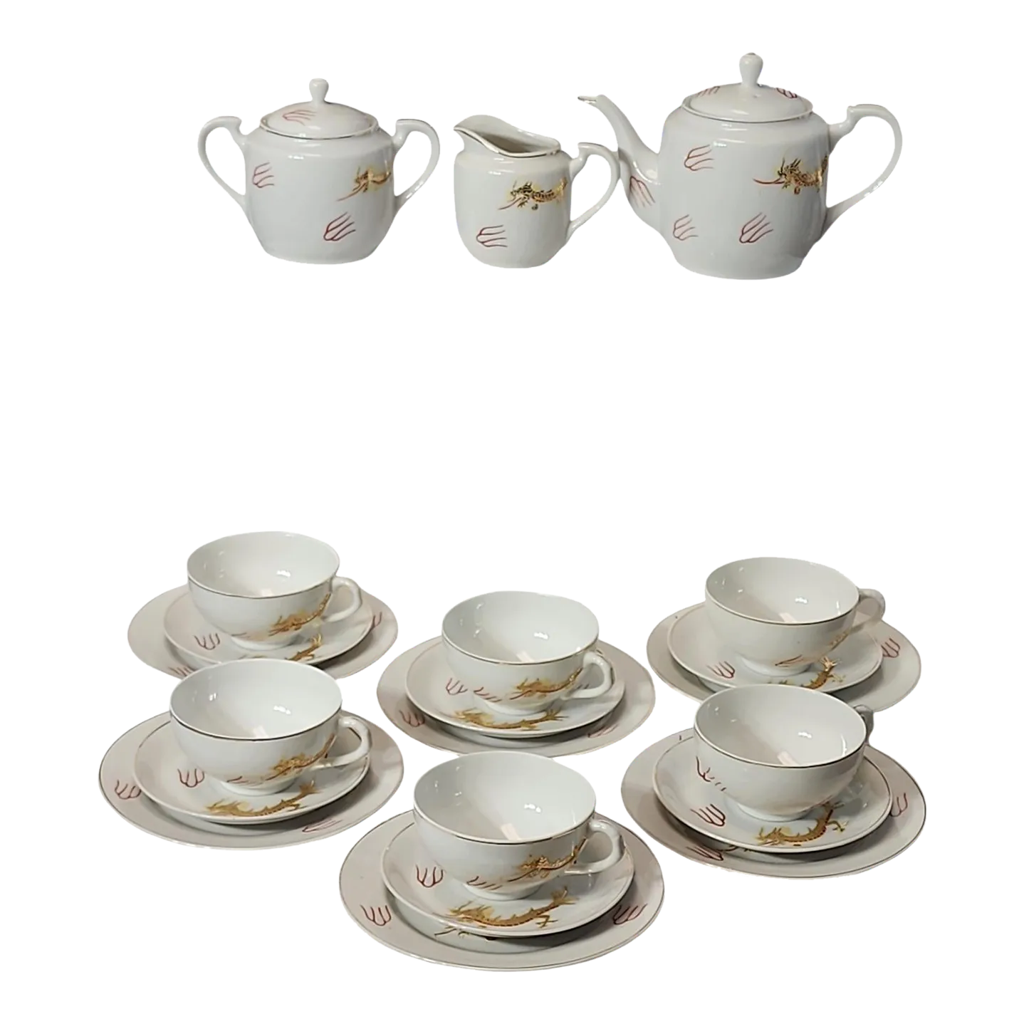 1960s Japanese Dragonware Tea Service for Six- 21 Pieces