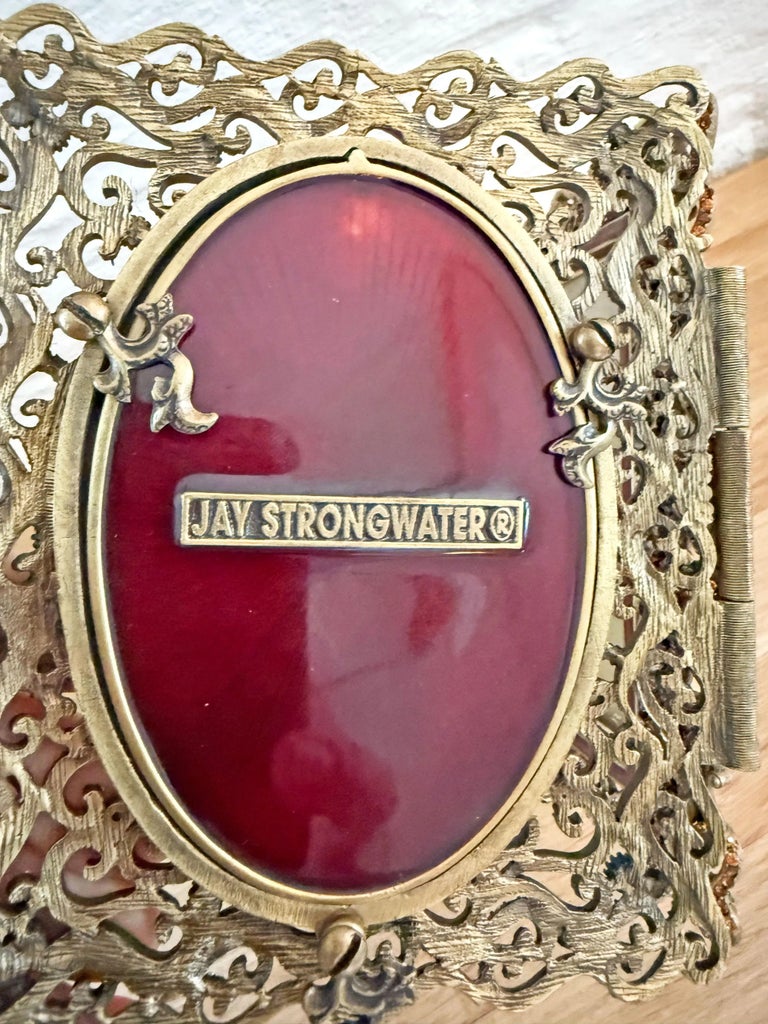 Jay Strongwater Hinged Swarovski Bejeweled Double Picture Frame