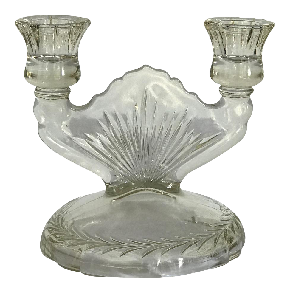 Vintage Glass Art Deco Double Candle Holder Chairish