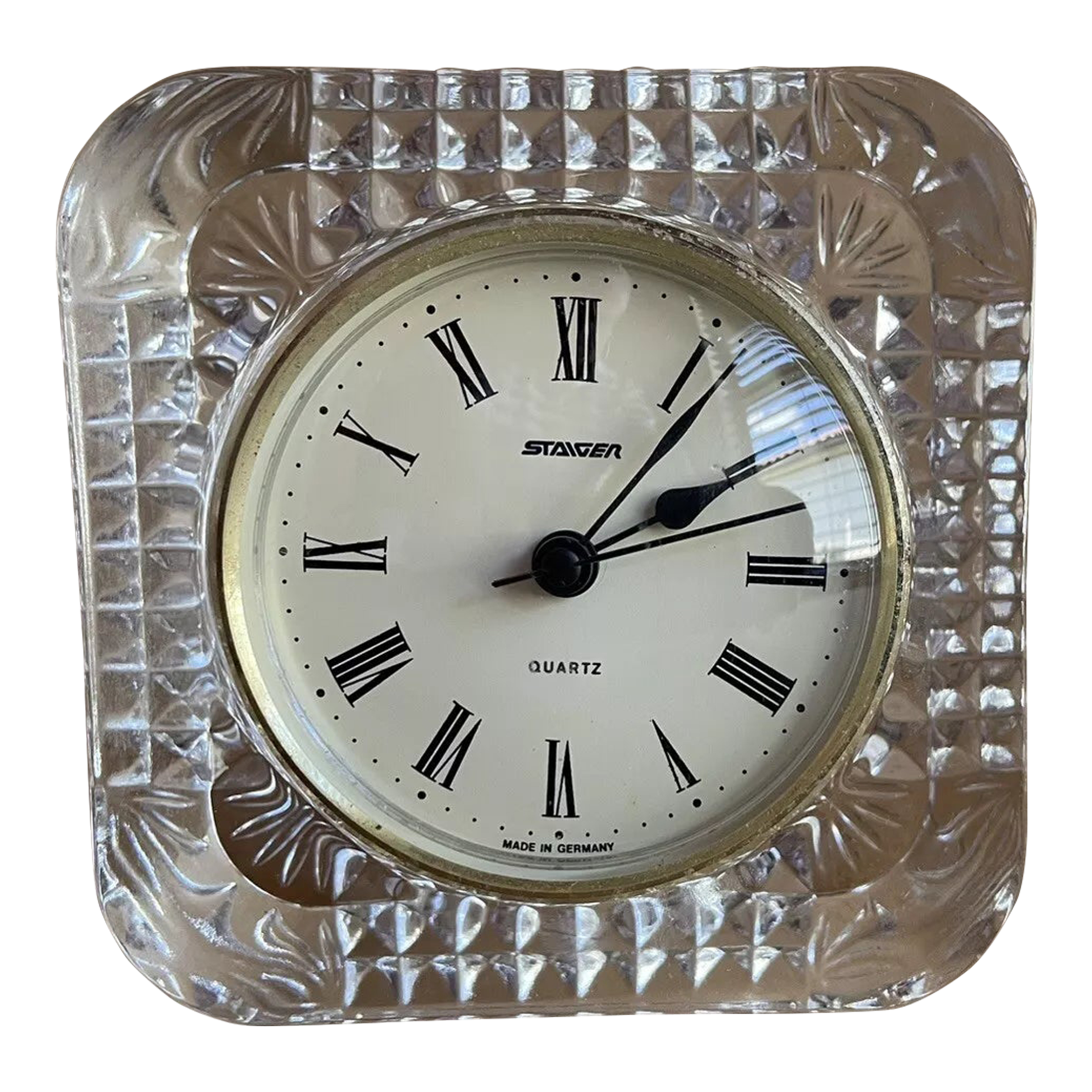 Vintage West Germany Staiger Quartz French Crystal Desk Clock