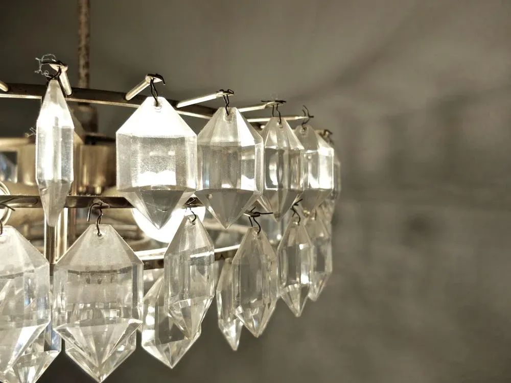 Silver-Plated Crystal Glass Chandelier By Bakalowits & Sons