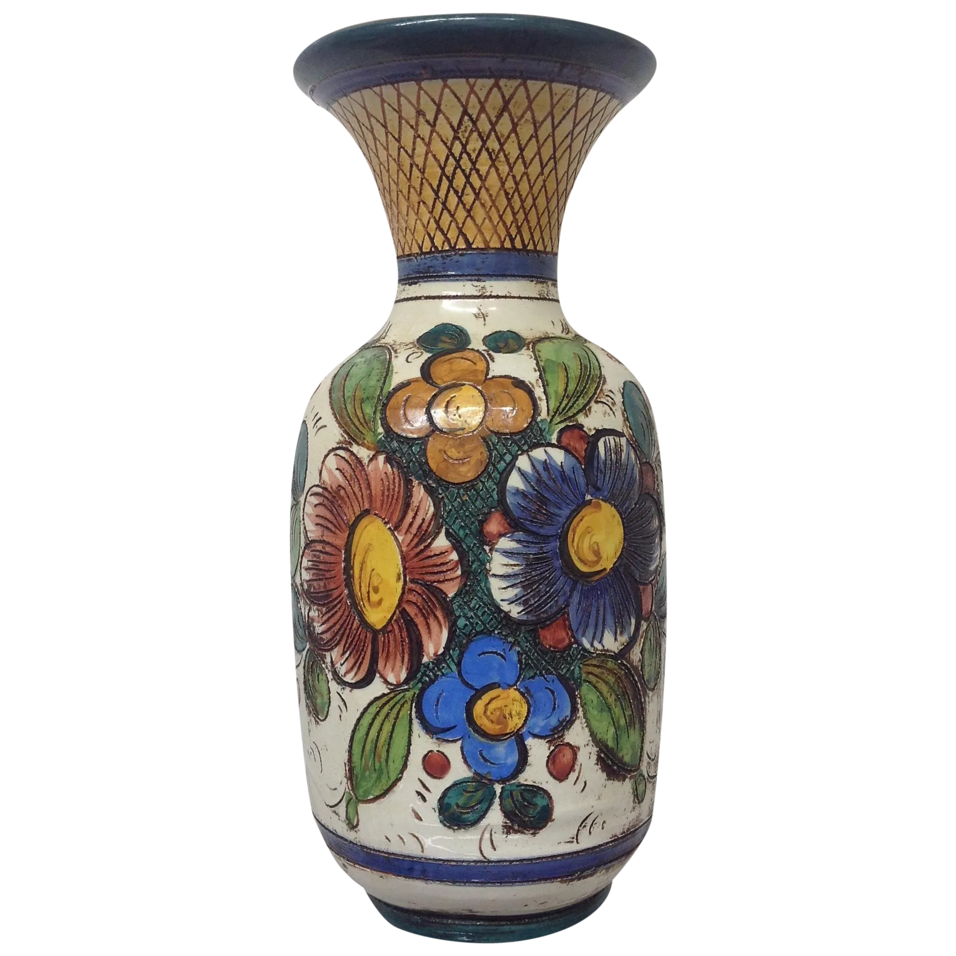 Large MidCentury Italian Hand Decorated Vase Chairish