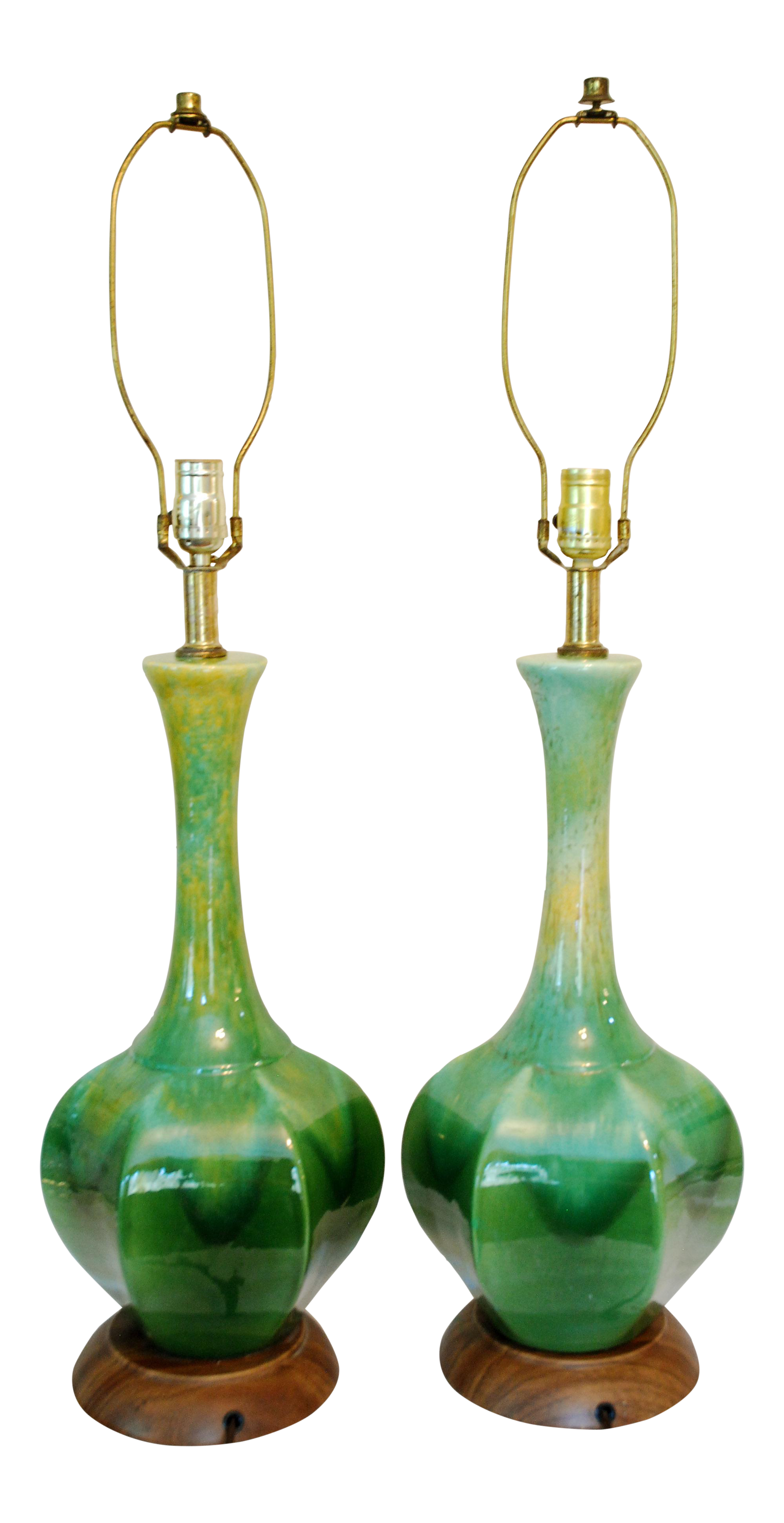 MidCentury Modern Green Table Lamps A Pair Chairish