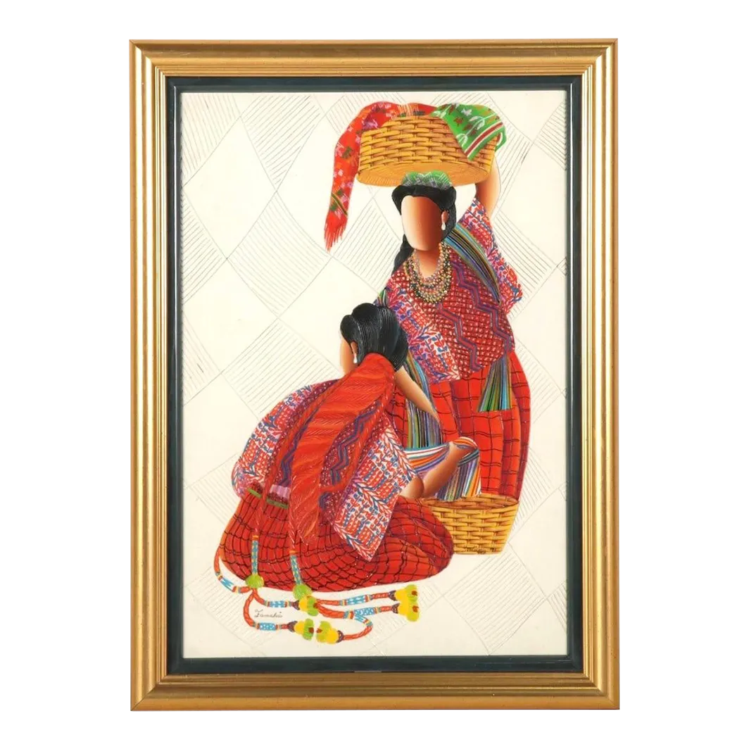 Modern Folk Art Painting Women Indigenous Clothing Chairish