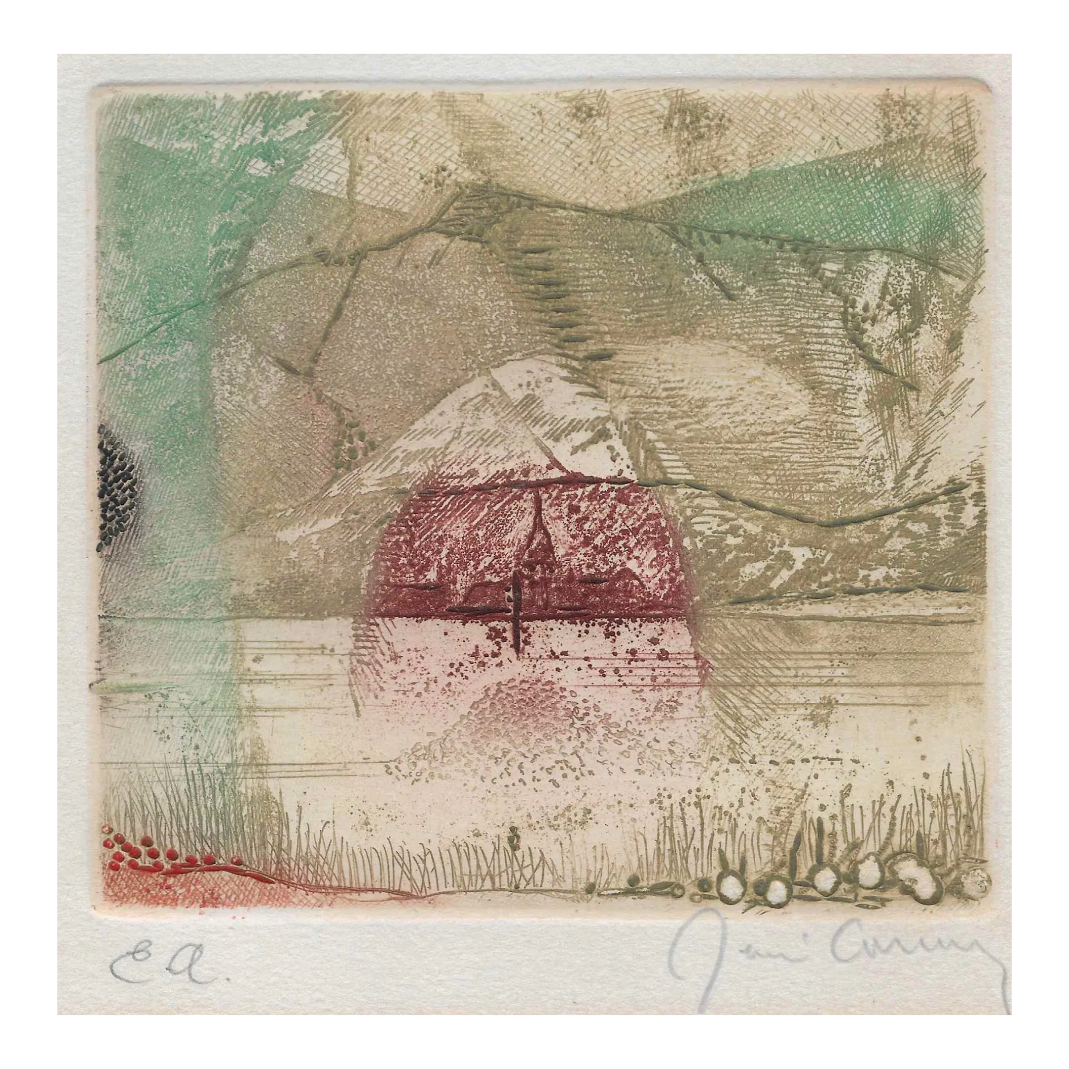 Rene Carcan Abstract Color Etching | Chairish