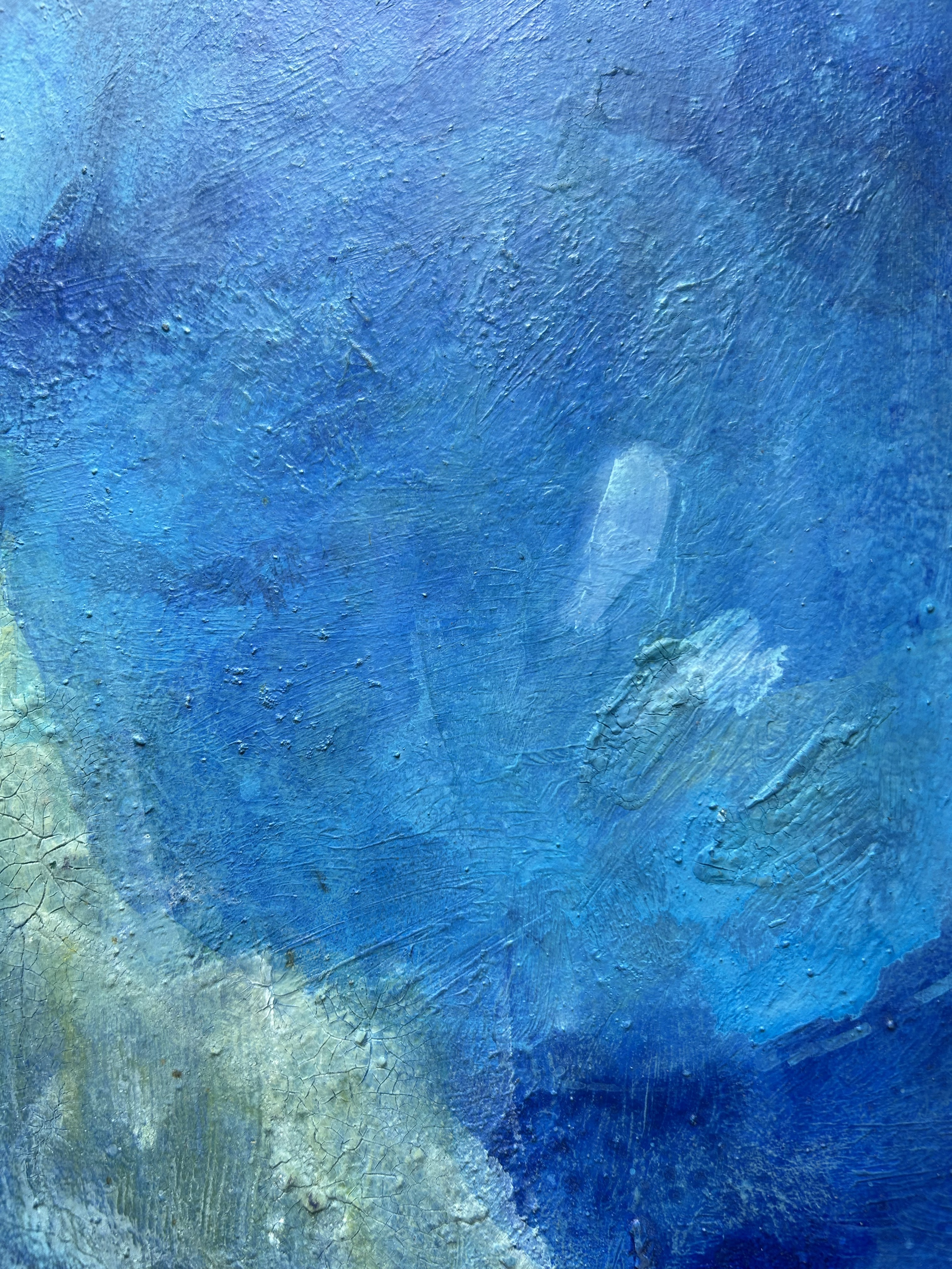 Abstract Blue Oil Painting on Board | Chairish