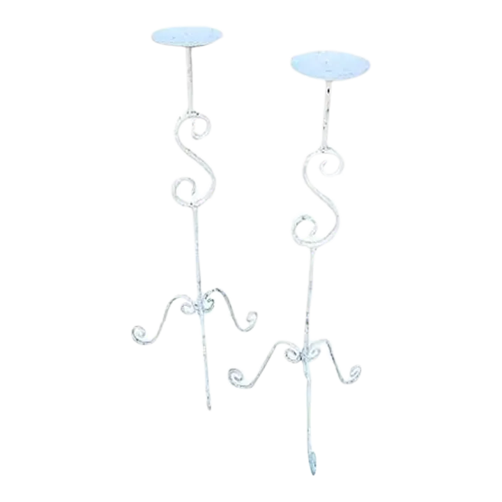 Vintage Iron Floor Candle Holders Chairish