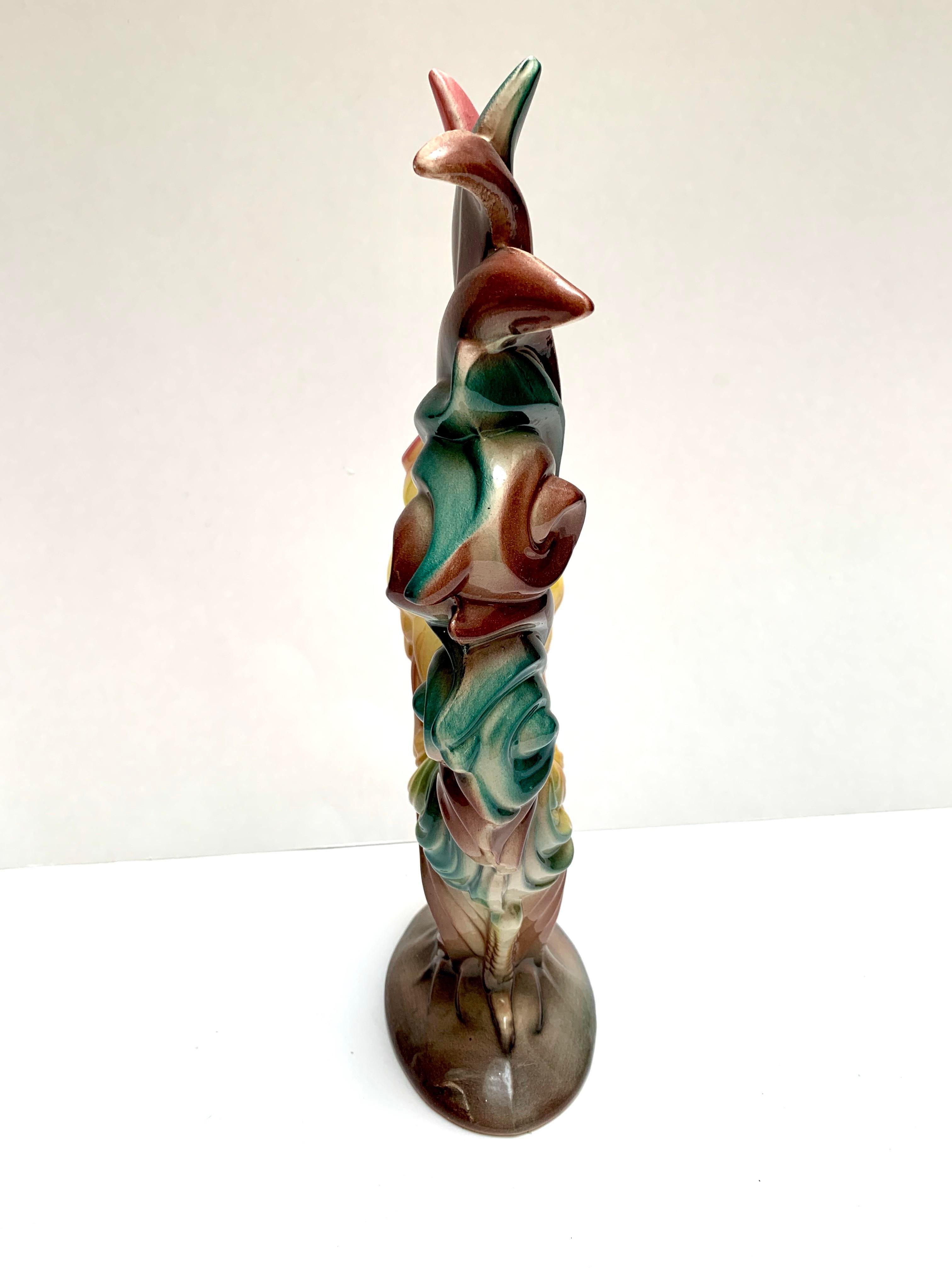 Vintage Tall Colorful Ceramic Decor Rooster