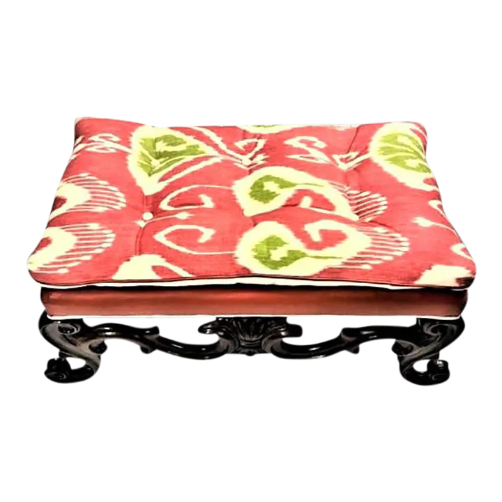 Mid 20th Century Baker Furniture Spanish Revival Bench With Kravet Ikat