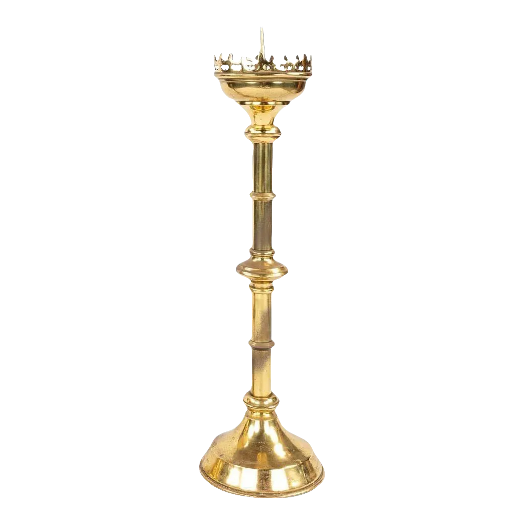 Early 20th Century Tall Gilt Brass European Gothic Revival Pricket Candlestick Chairish