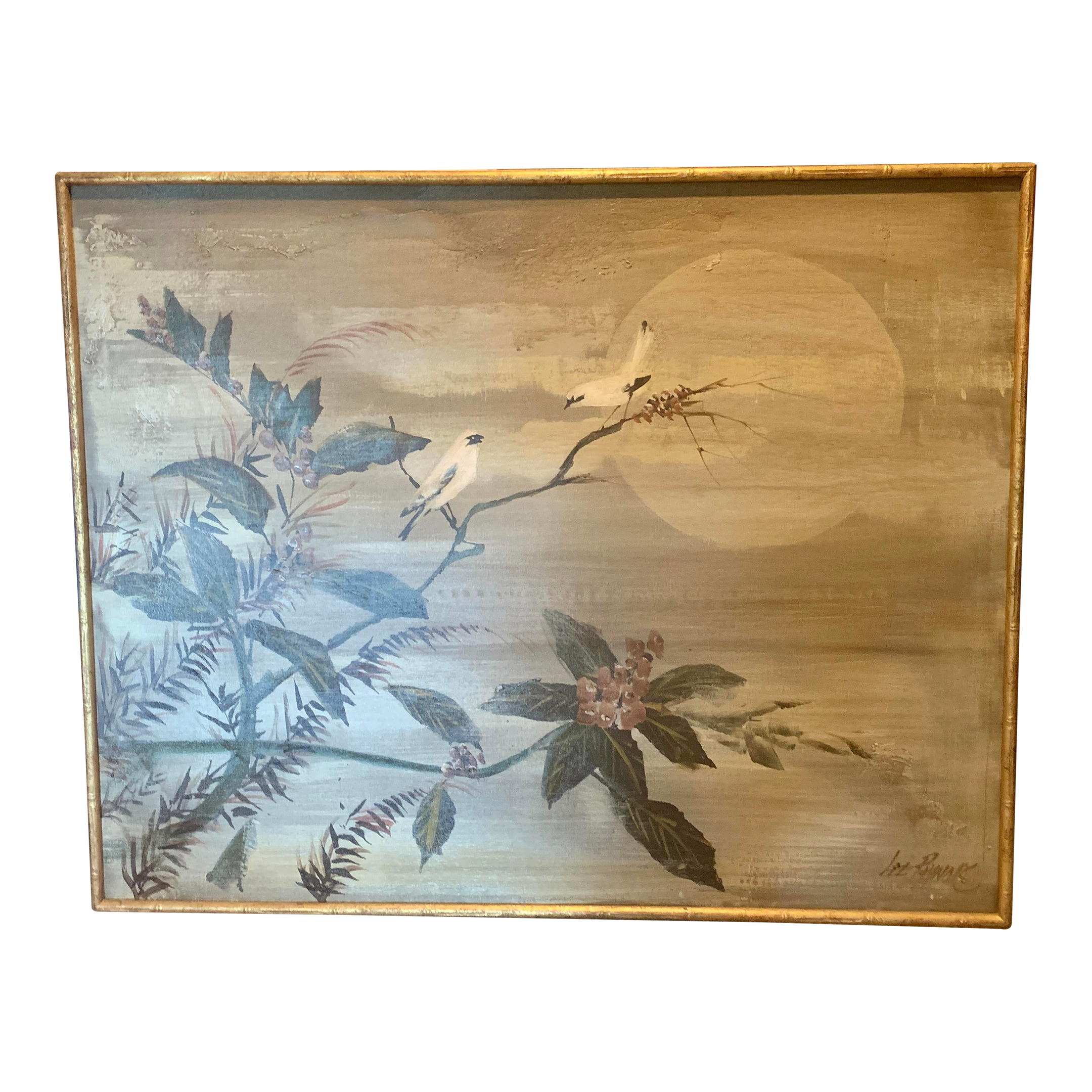 Lee Reynolds Vanguard Studios Oversized Bird Scene Oil on Canvas | Chairish