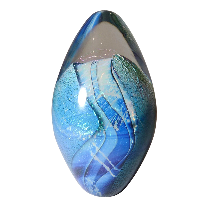 Vintage Signed Robert Eickholt 1993 Hand Blown Art Studio Glass Paperweight Egg