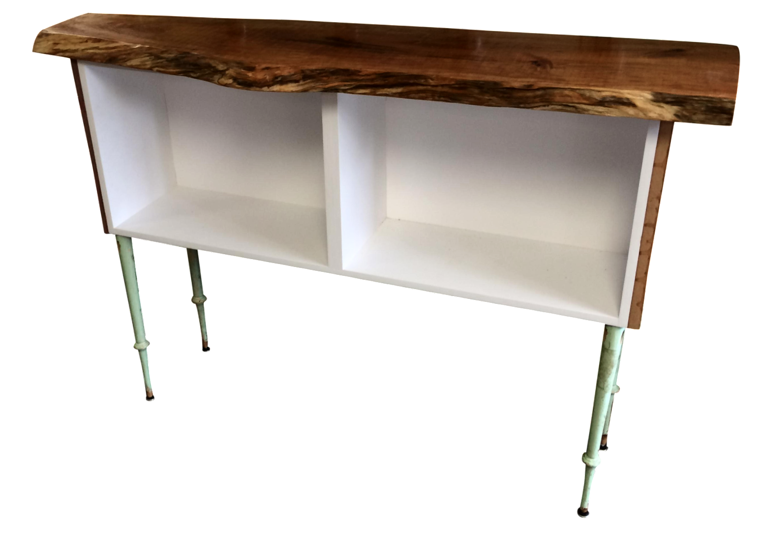 Live Edge & Spindle Leg Bookshelf Console Chairish