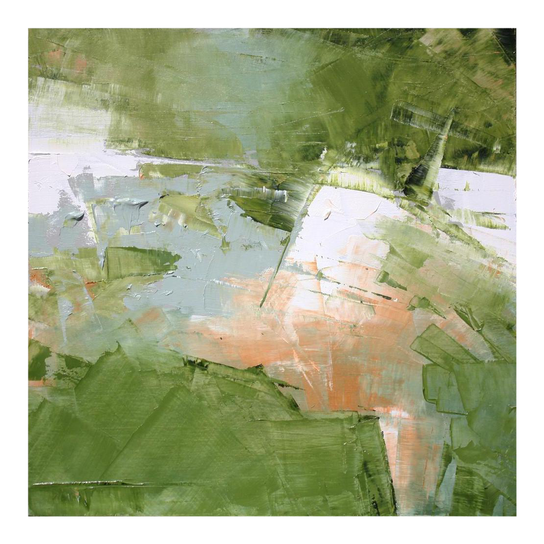 Green & White Abstract Landscape Painting Chairish