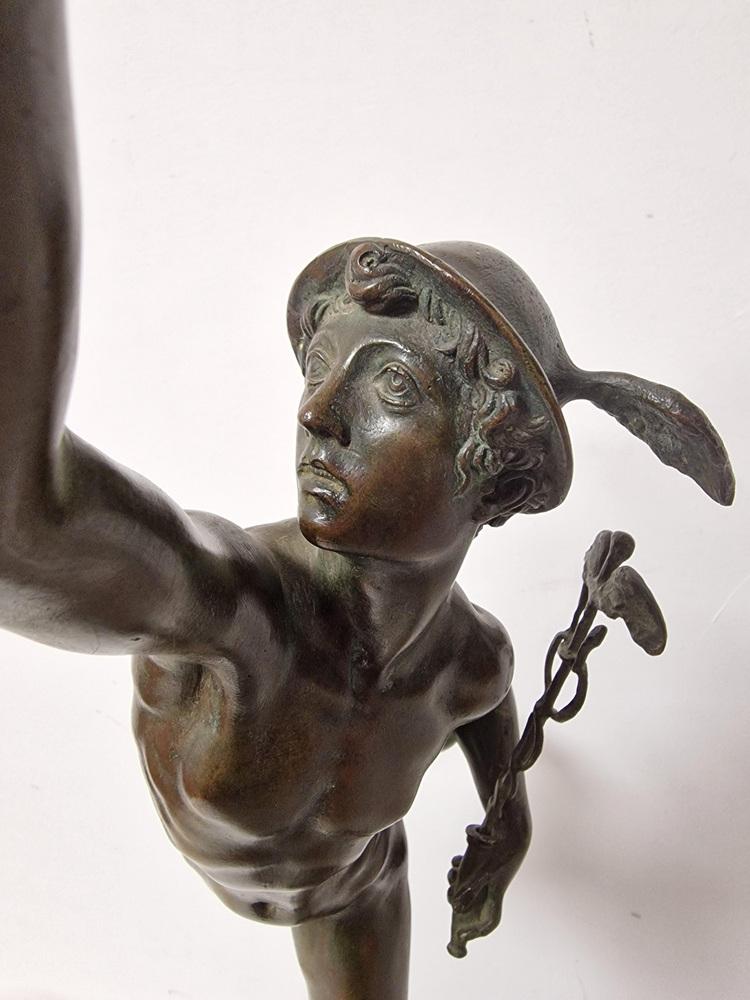 Sculpture Depicting Flying Mercury, Early 20th Century, Bronze on Marble Base