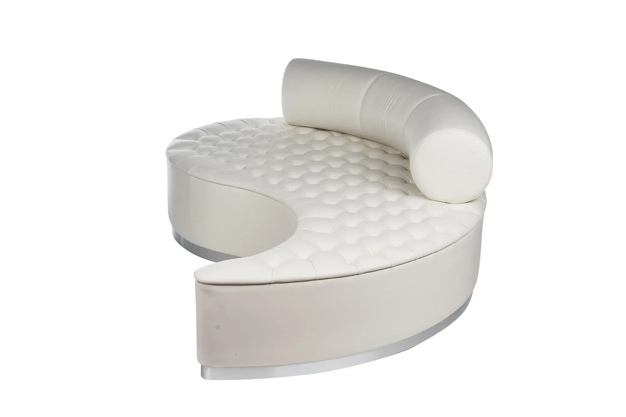 White Leather Marilen Capitonné Lounge Sofa from VGnewtrend