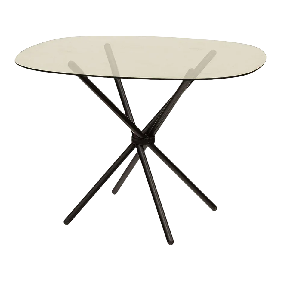 Jacks Dining Table With Black Base and Smoked Glass Top Chairish
