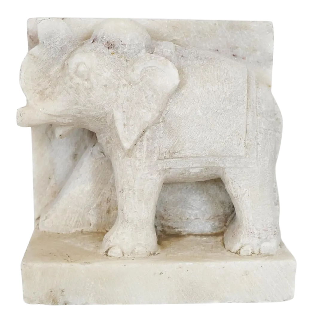 White Marble Elephant Bookend Chairish
