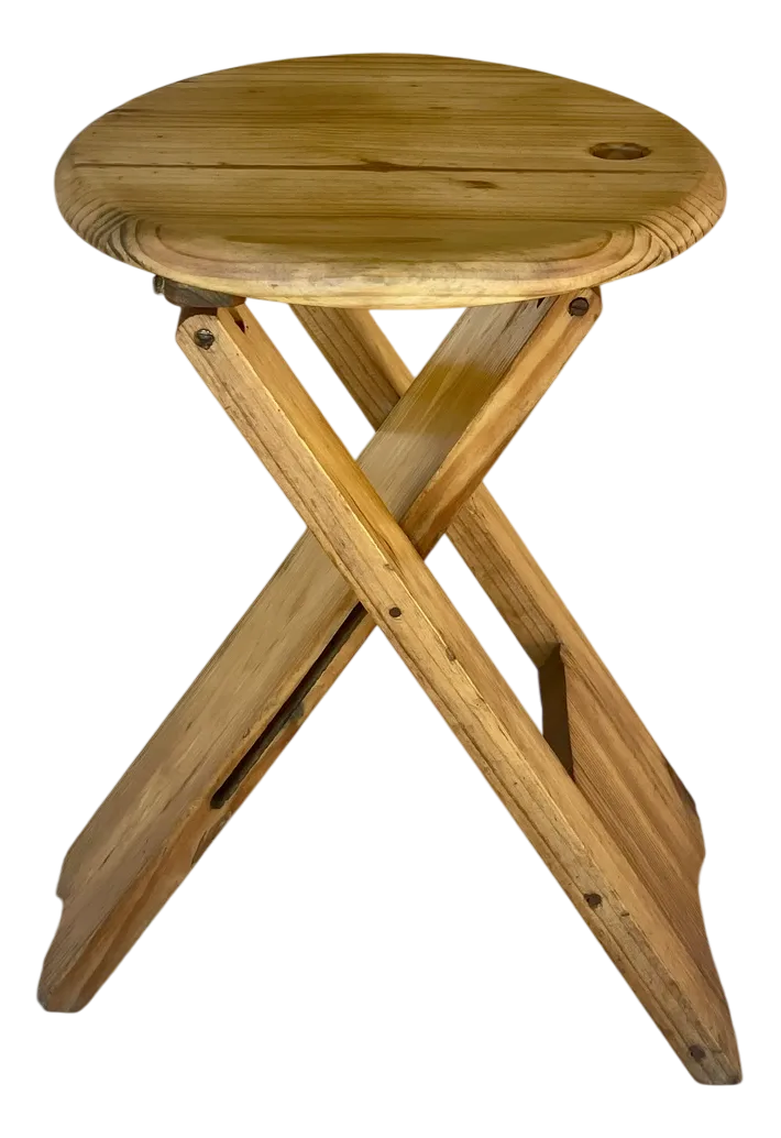 Roger Tallon Pine Stools For Sale Mid-Century Modern TS Folding