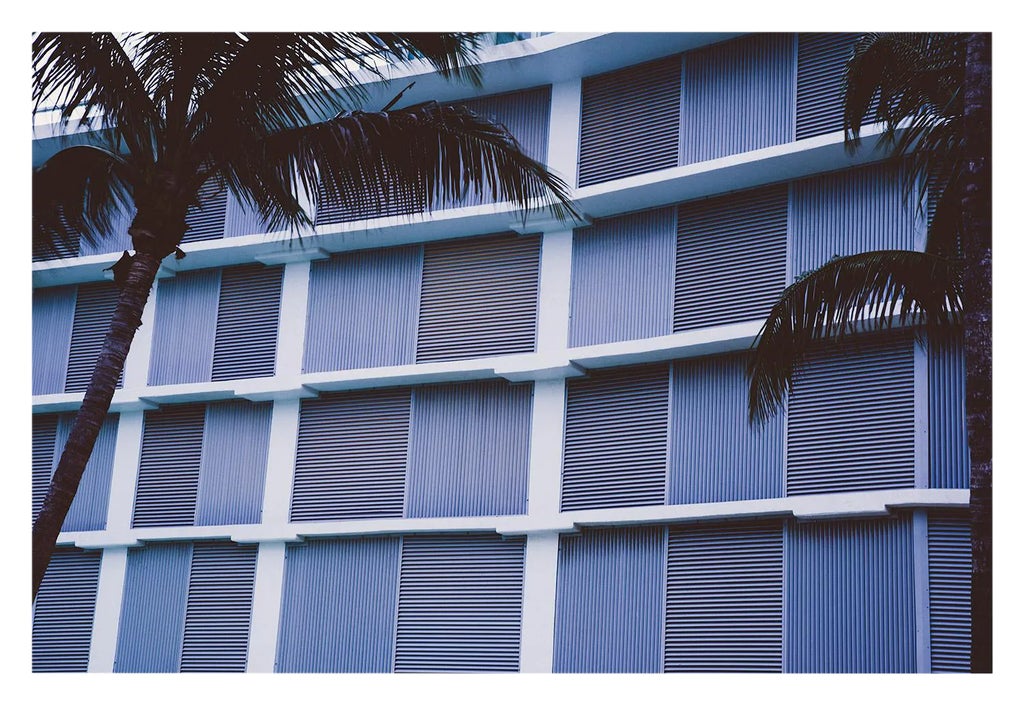 Miami Beach Grid Architecture in Purple Tones With Palm Trees Unframed ...