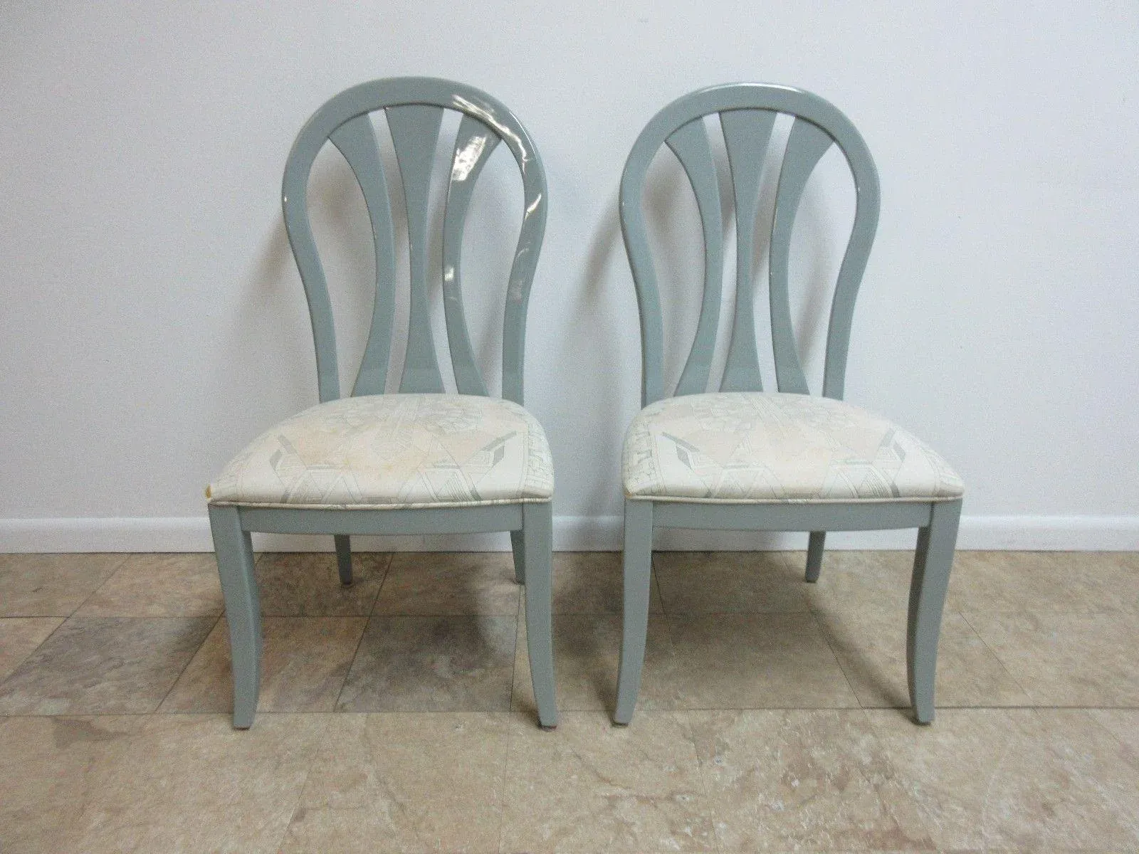 Vintage Lacquer Gunmetal Gray Century Furniture Dining Room Chairs - Set of 6