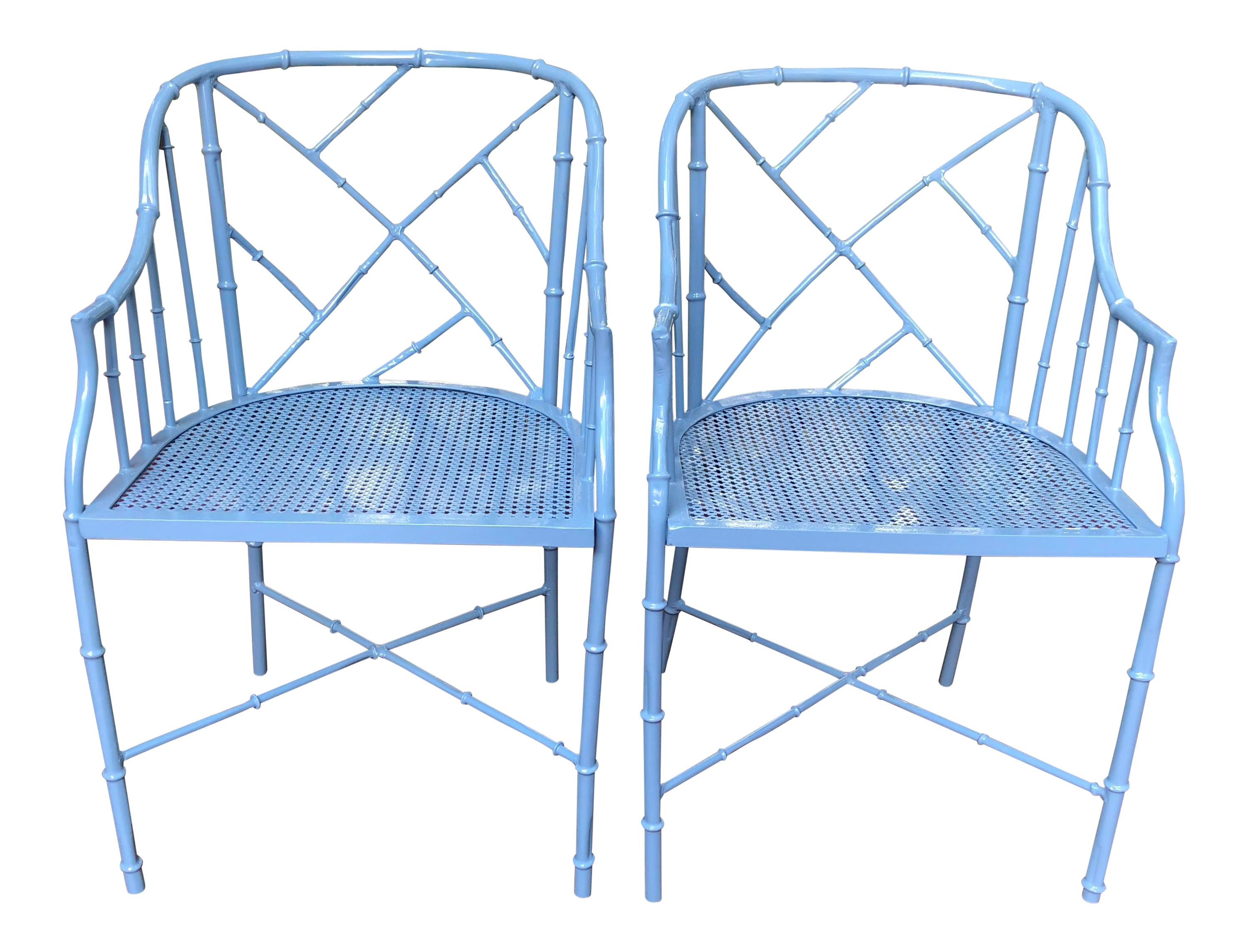 1970s Vintage Cast Aluminum Chinese Chippendale Faux Bamboo Barrel Chairs A Pair Chairish