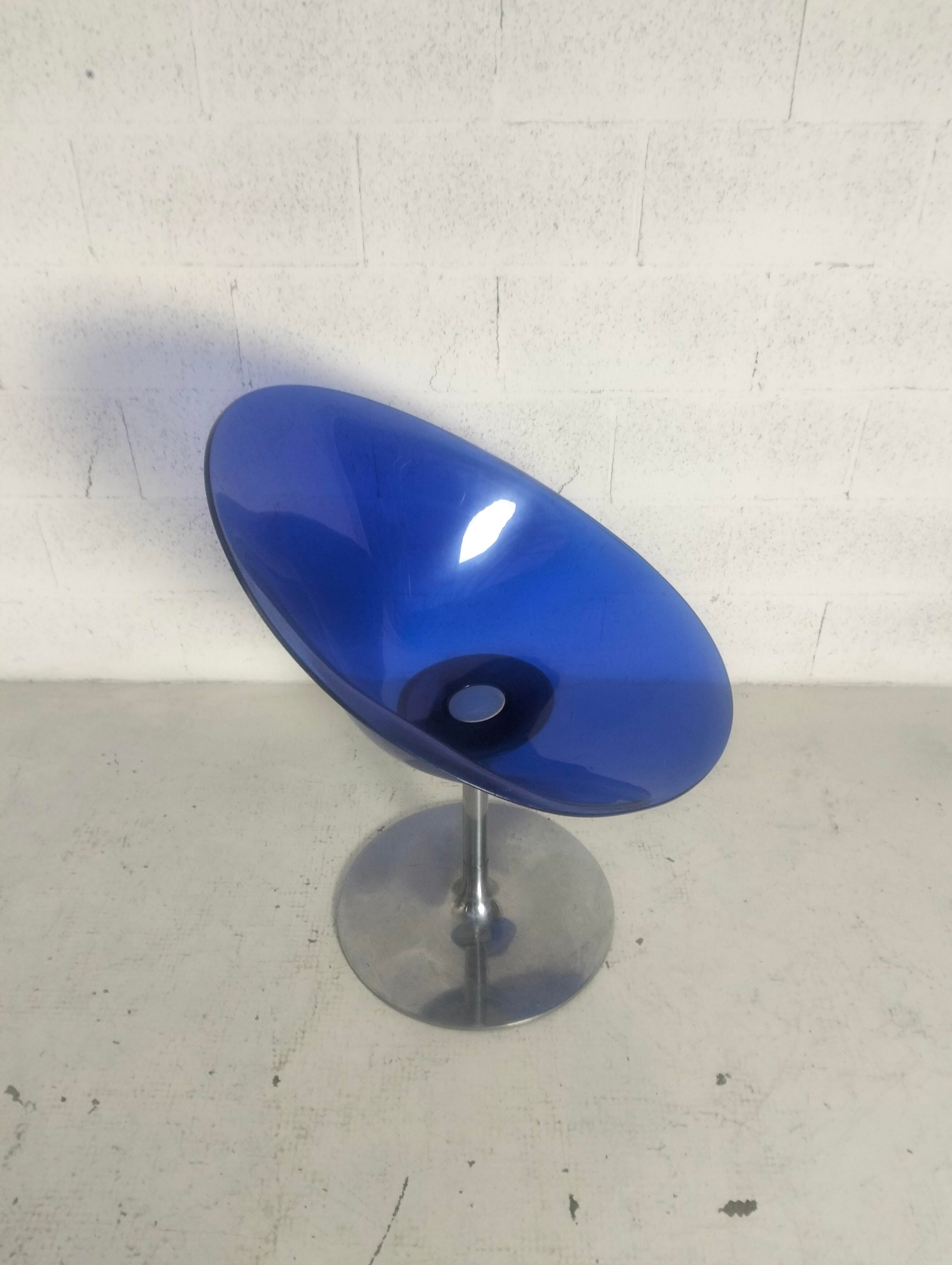 Kartell Eros チェア 青色 Eros Swivel Blue Chair by Philippe Starck for Kartell, 1990s