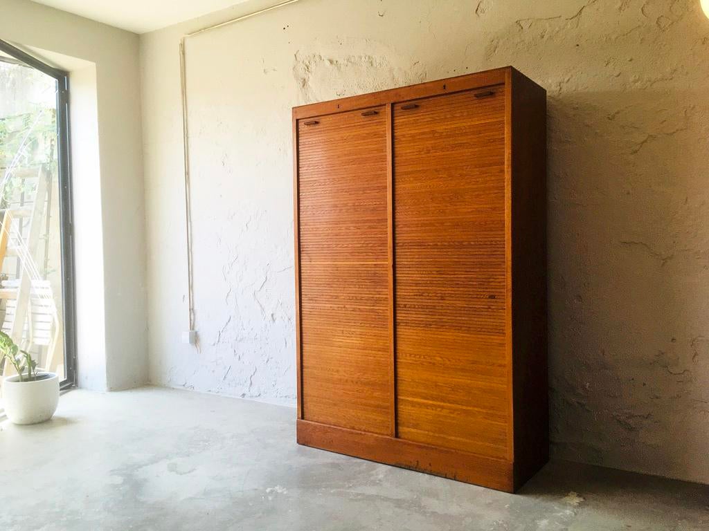 Danish Teak Rolling Doors Storage, 1960s