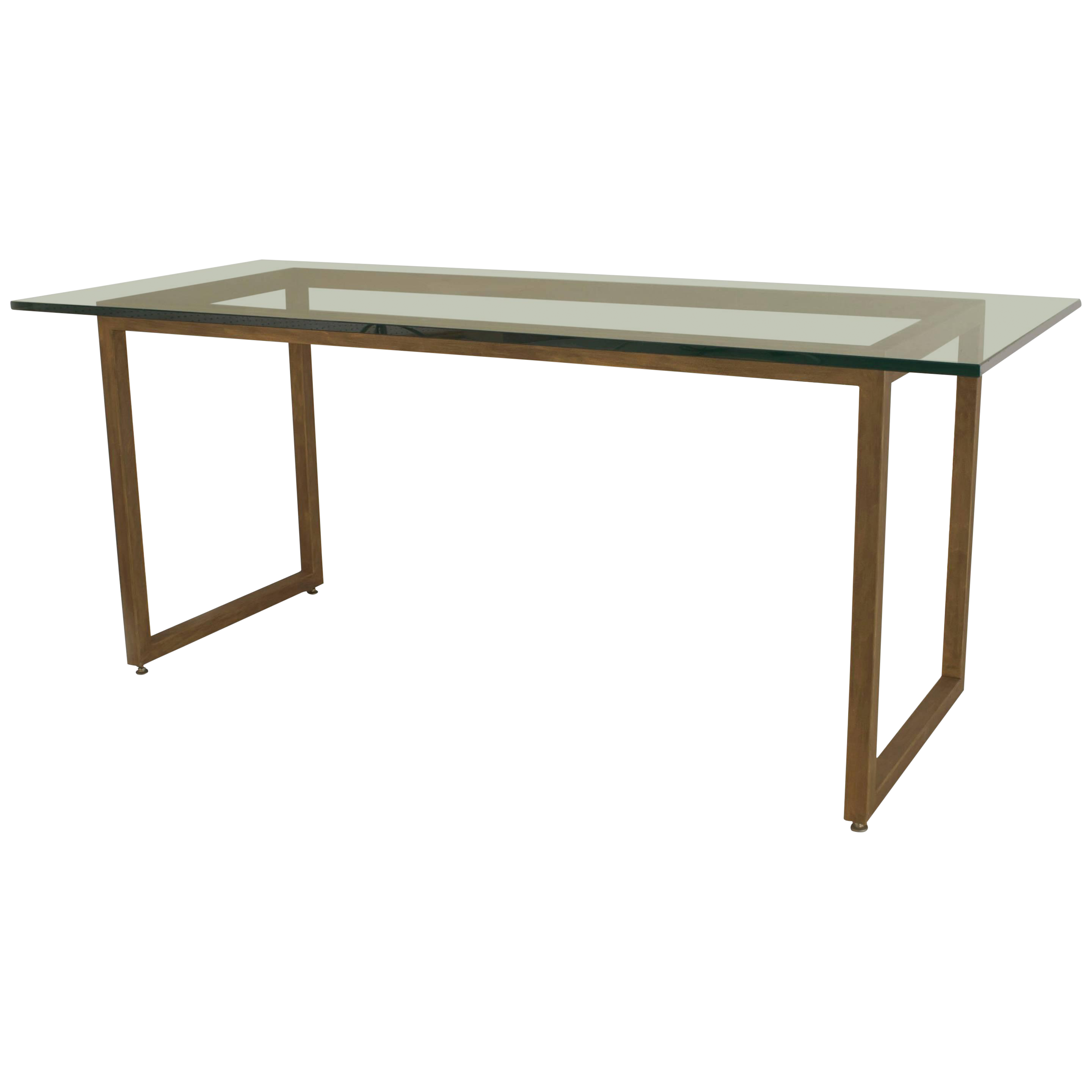 American MidCentury Modern Style Gold Painted Metal Base Dining Table