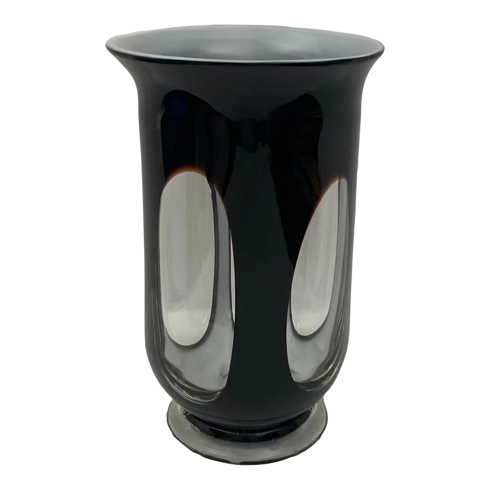 Murano Black and Clear Art Glass Vase Chairish