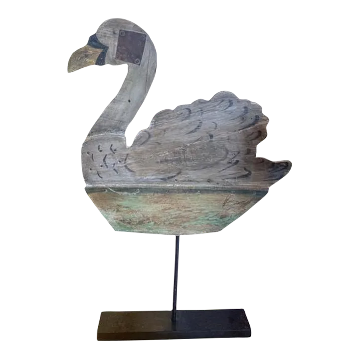 Mid 20th Century Wooden Rustic Swan | Chairish