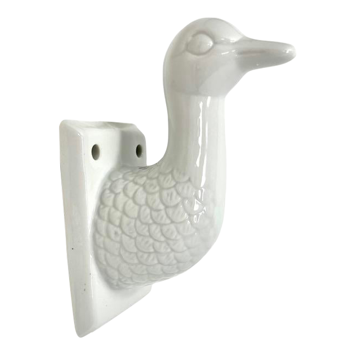 20th Century White Porcelain Wall Mount Duck Head Towel Holder Chairish