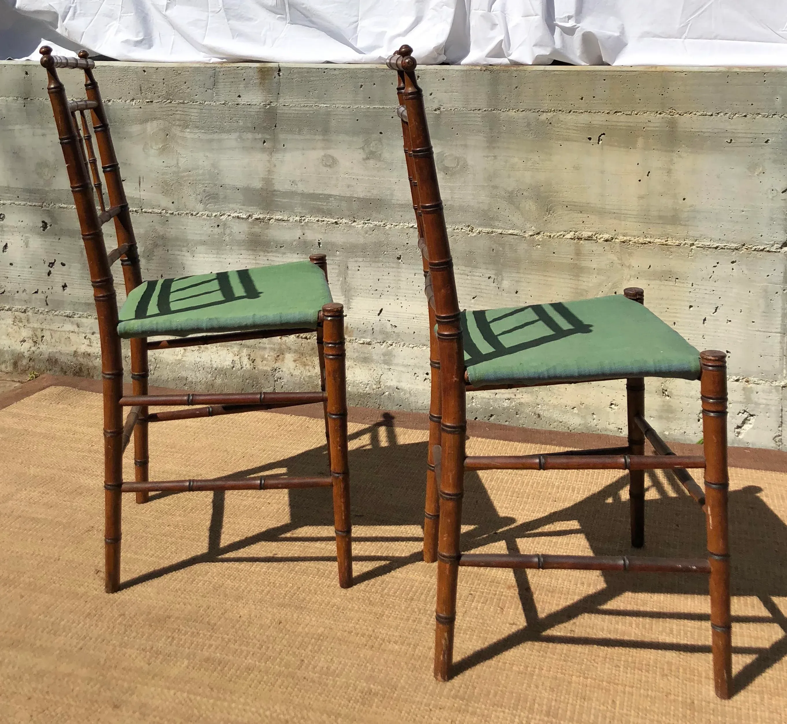 チェアー Mid 19th Century Faux- Bamboo Side Chairs With Natural Rush Seats