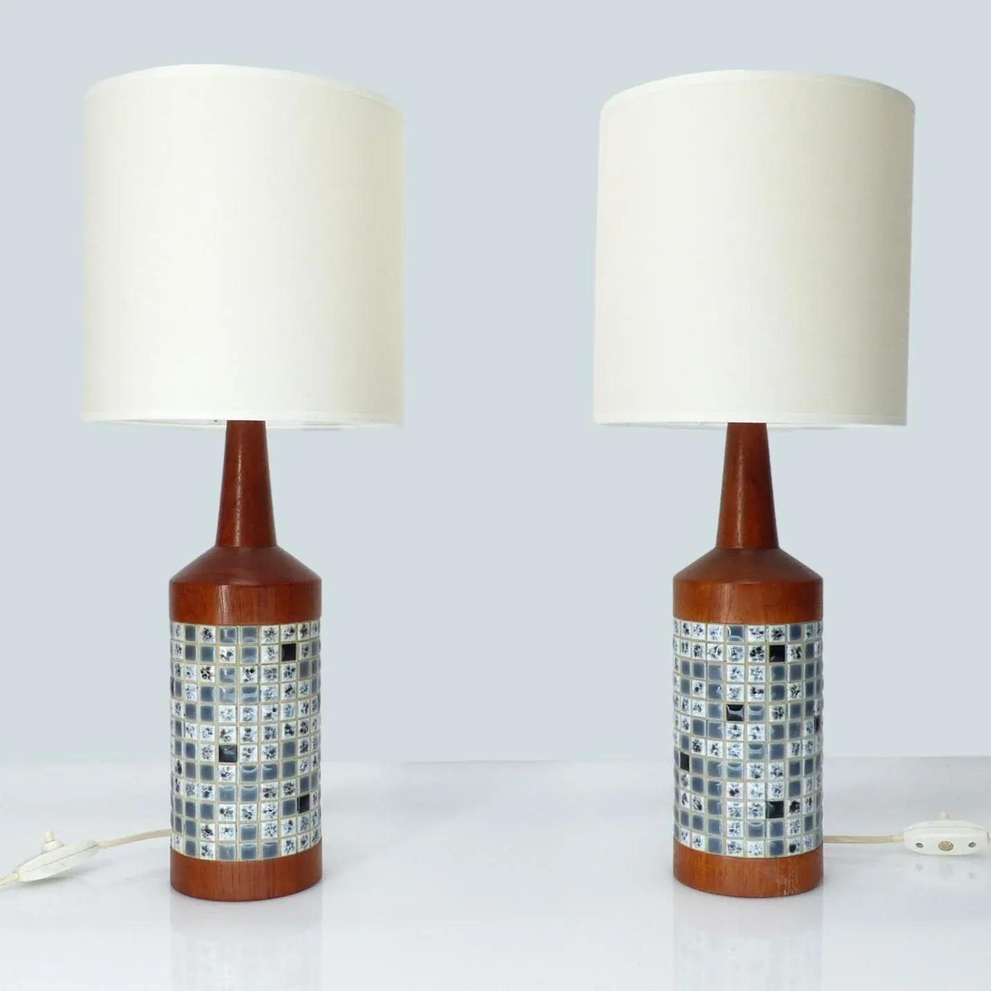 Scandinavian Teak and Mosaic Table Lamps, 1960s, Set of 2