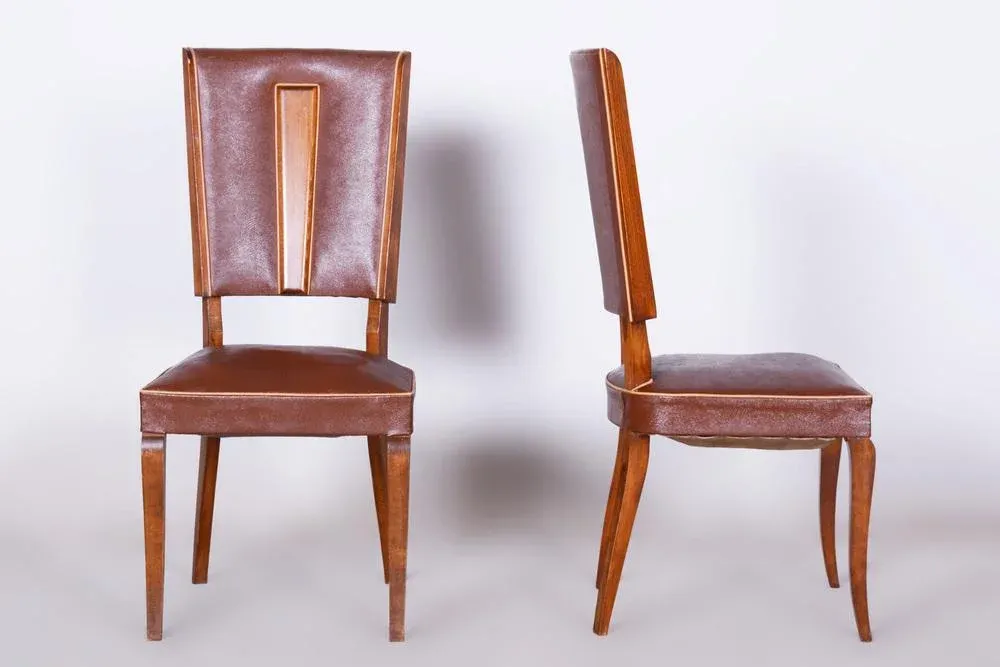 Set of Art Deco Beech Chairs attributed to Jules Leleu, France, 1920s