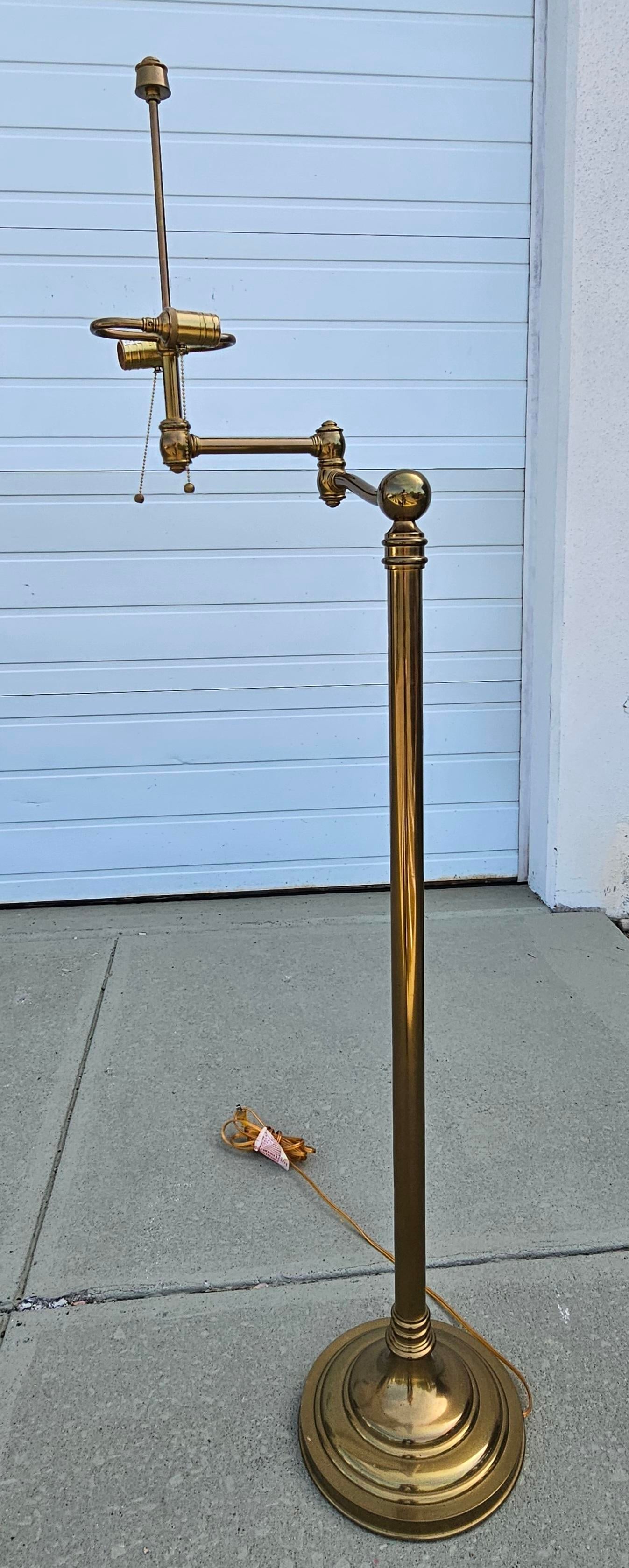 Mid Century Brass Swing and Extension Arm Floor Lamp | Chairish
