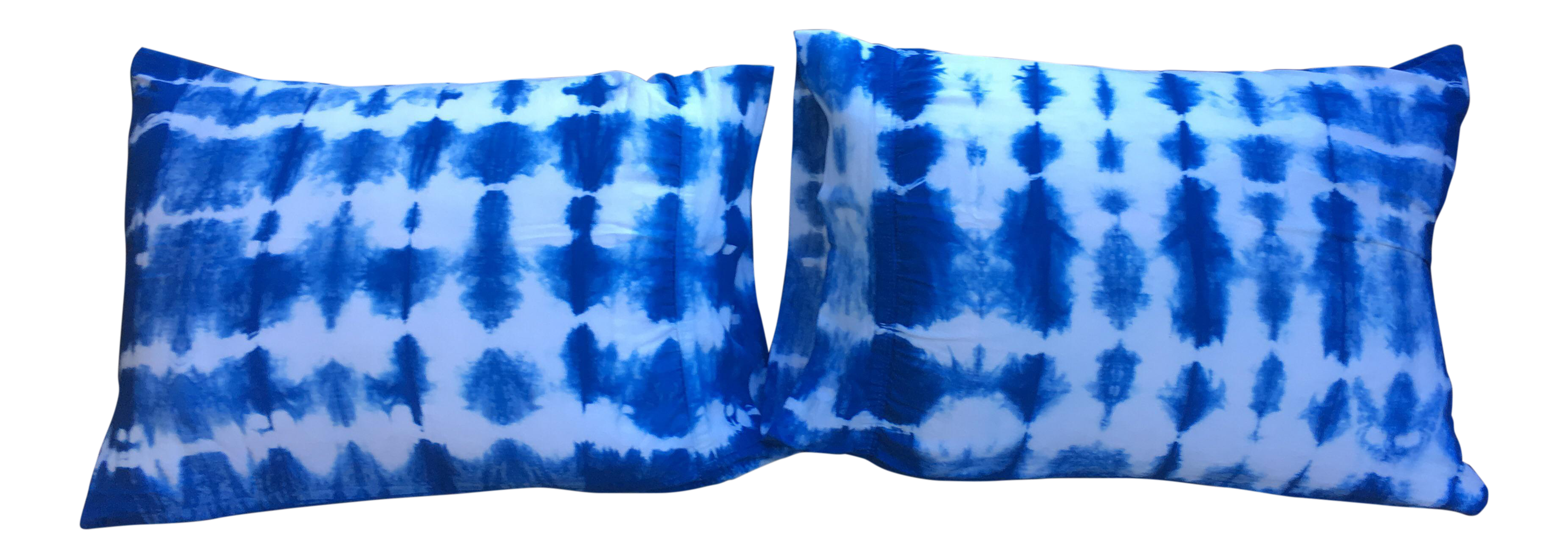 Indigo Shibori Dyed Standard Pillow Shams A Pair Chairish