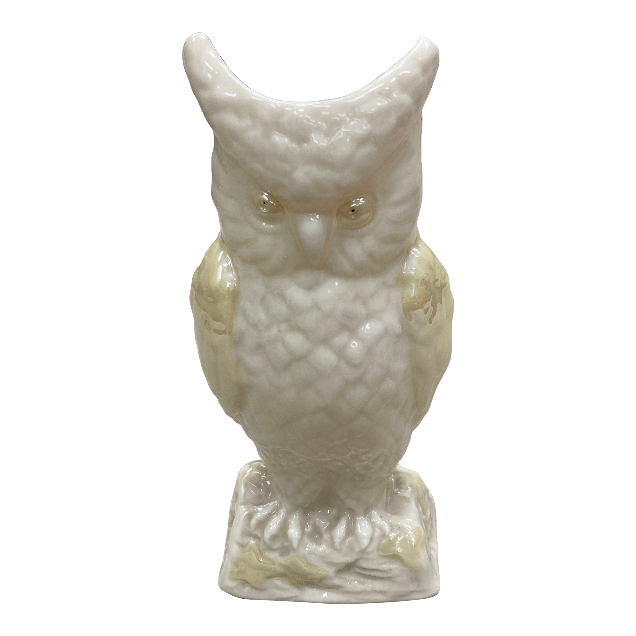Vintage Belleek Porcelain Owl Vase