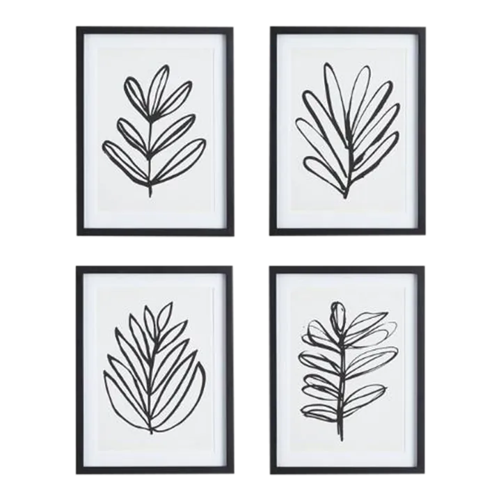 Sketched Leaf Prints in Wood Frames, Set Of 4 Chairish