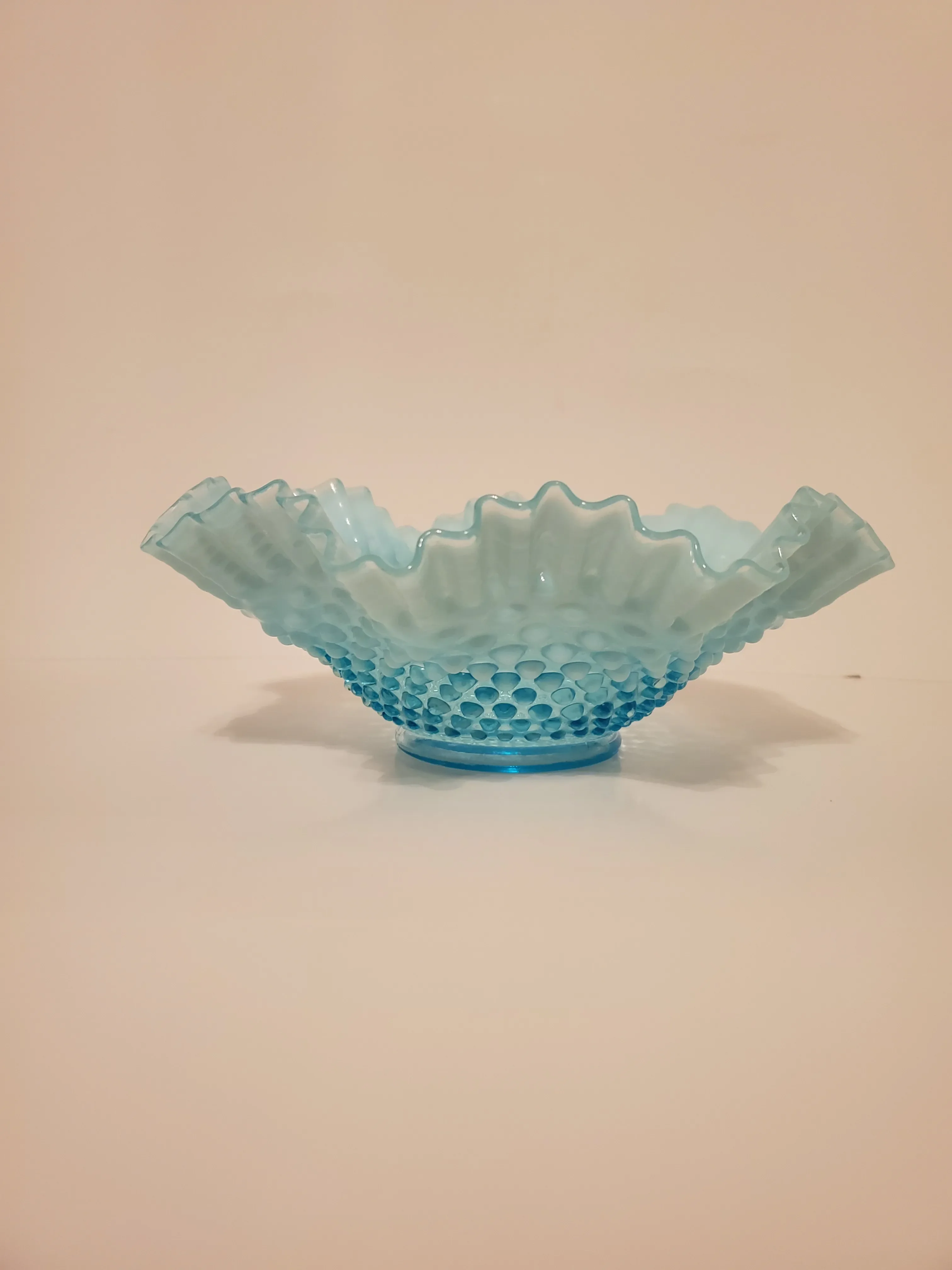Fenton Blue Opalescent Hobnail Bowl | Chairish
