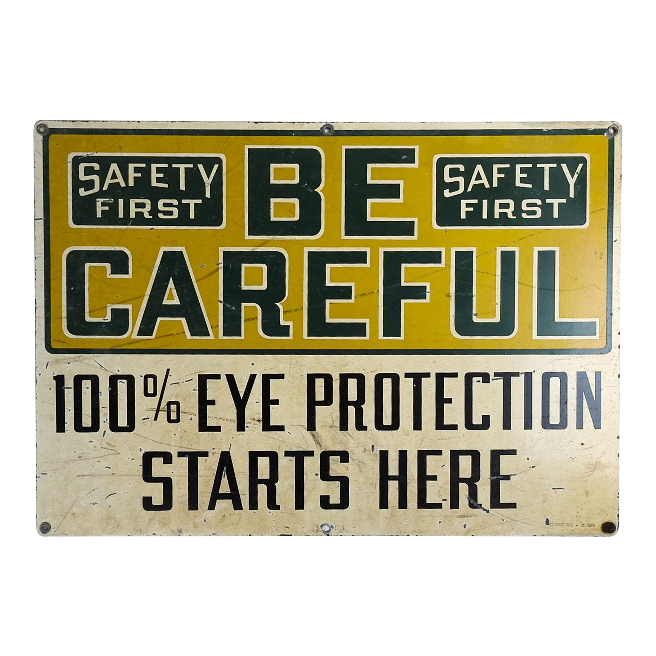 Vintage Safety First Be Careful Industrial Metal Sign Chairish