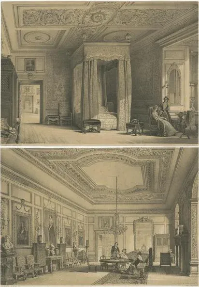 Hanhart, Illustrations of Warwick Castle, 1850s, Prints, Set of 2