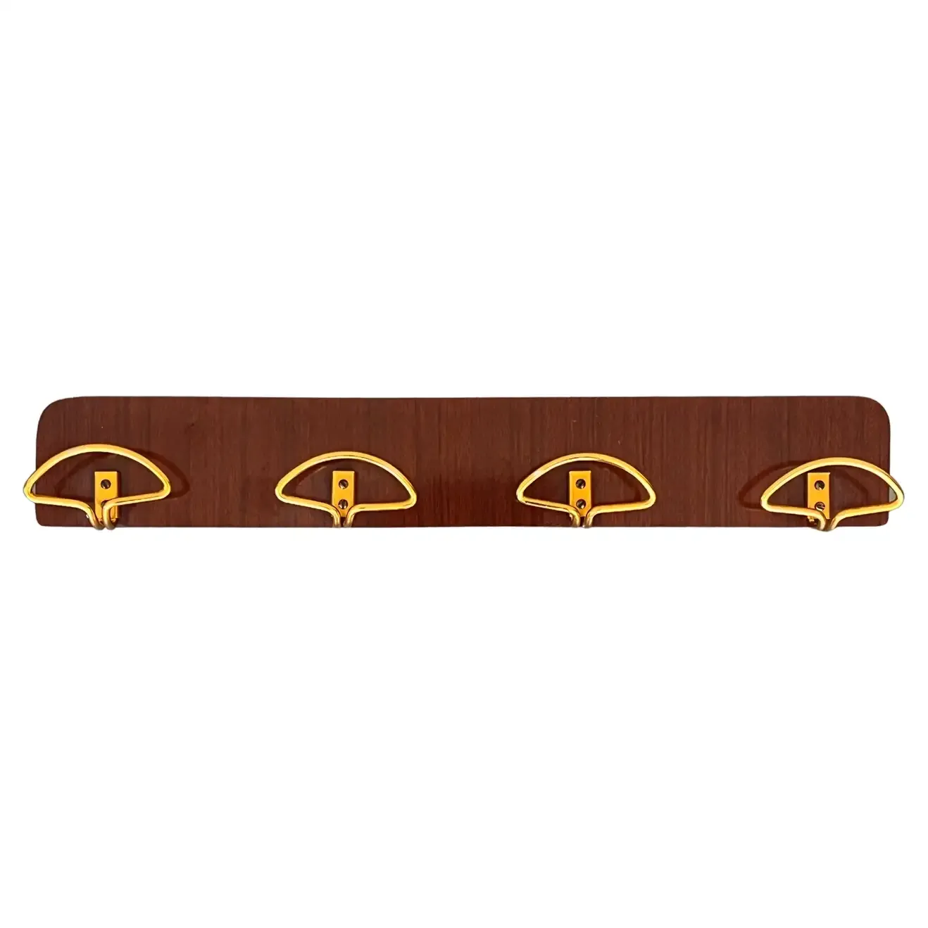 Italian Mid-Century Modern Wood and Brass Wall Coat Hanger, 1960s