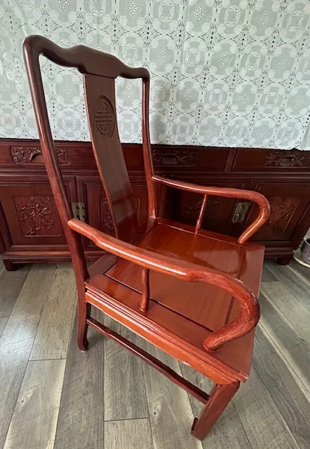 1970s 9 Piece Chinese Rosewood Chinese Longevity Oval Dining Set