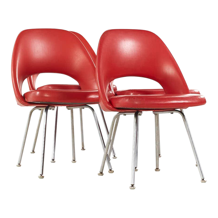 Eero Saarinen for Knoll Mid Century Red Dining Chairs Set of 4 Chairish